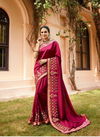 Wine Colour Latest Designer Fancy Wedding Wear Heavy Embroidery Work In Skirt Border In Full Saree And Designer Fancy Blouse Saree Collection 4418